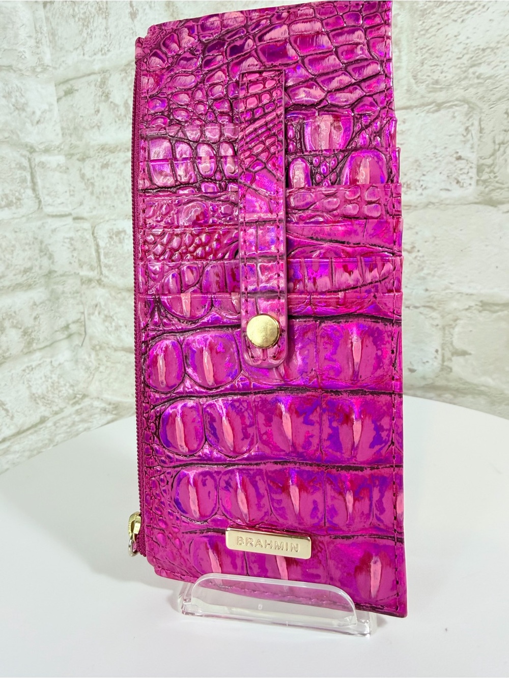 BRAHMIN Melbourne Collection Voltage Violet Credit Card Wallet Iridescent RARE